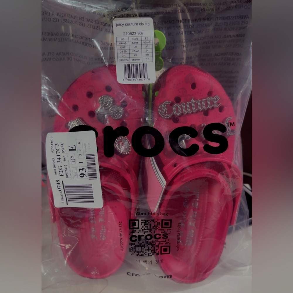 Juicy couture Crocs 
Size 
Brand New